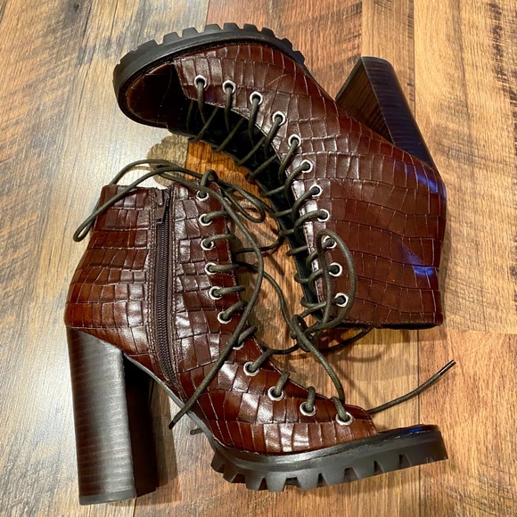 FREE PEOPLE Jeffrey Campbell Palermo Lace Up Heels - Picture 8 of 12